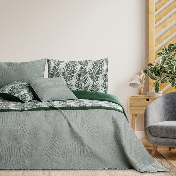 Κουβερλί καπιτονέ διπλής όψης TROPICAL 170X210 πράσινο AmeliaHome