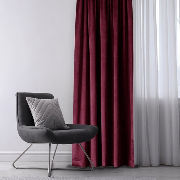 AmeliaHome Κουρτίνα VELVET κλασσικού στυλ με ταινία 140x245 κόκκινη
