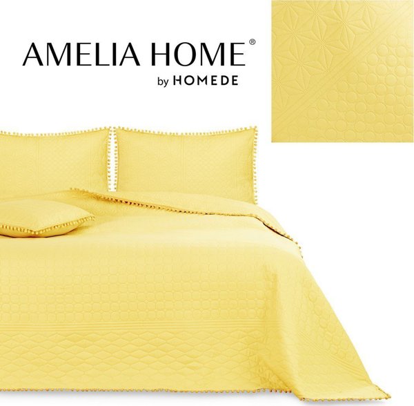 AmeliaHome AmeliaHome Καπιτονέ κάλυμμα με πομ πον MEADORE 240x260 μελί