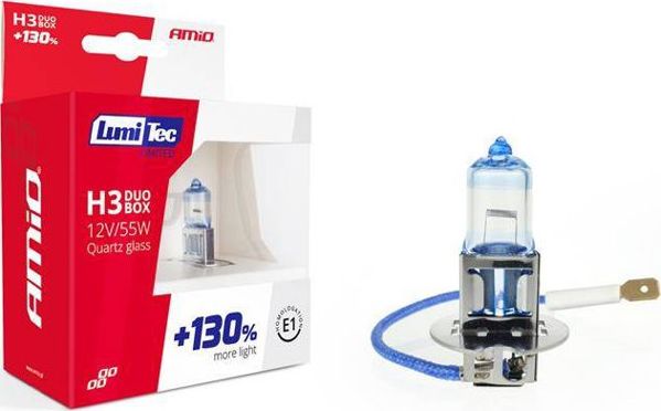 AMiO Σετ λαμπτήρων αλογόνου H3 12V 55W LumiTec LIMITED +130% DUO BOX