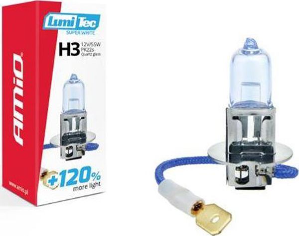 Λάμπα αλογόνου AMiO H3 12V 55W LumiTec SuperWhite +120%
