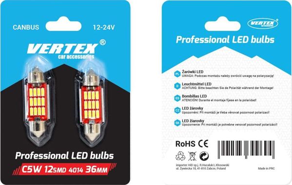 Λαμπτήρες AMiO AMIO LED C5W C10W 36mm 12xSMD 4014 (canbus)