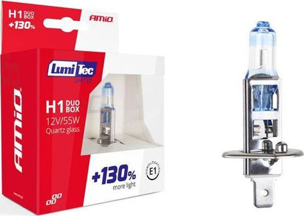 AMiO Σετ λαμπτήρων αλογόνου H1 12V 55W LumiTec LIMITED +130% DUO BOX
