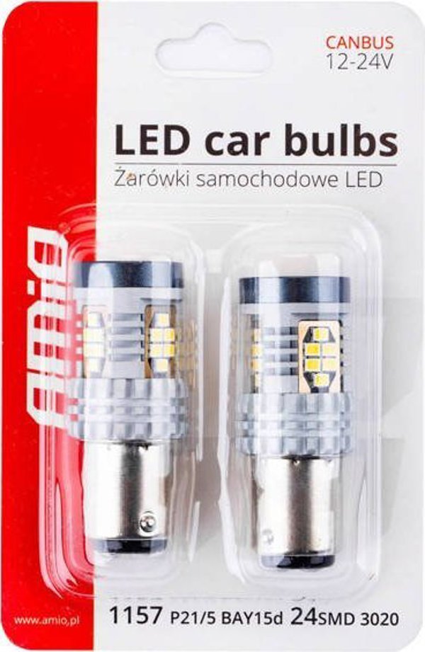 AMIO Λάμπες LED Canbus 3020 24SMD 1157 BAY15D P21/5W λευκό