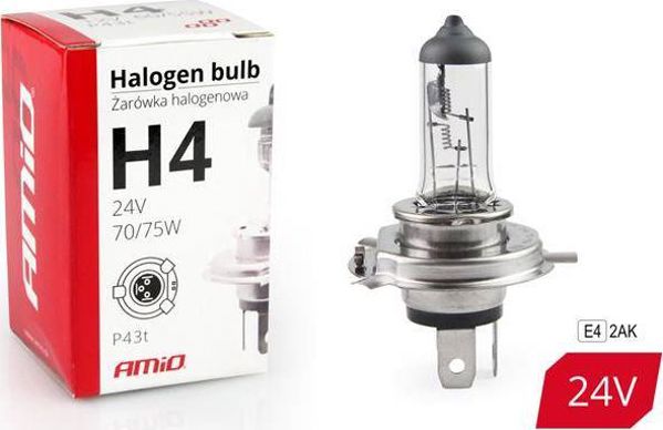Λάμπα αλογόνου AMiO H4 24V 70/75W φίλτρο UV (E4)