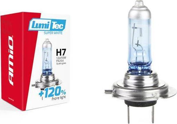 Λάμπα αλογόνου AMiO H7 12V 55W LumiTec SuperWhite +120%