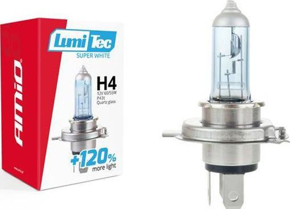 Λάμπα αλογόνου AMiO H4 12V 60/55W LumiTec SuperWhite +120%