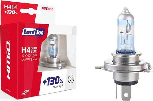 AMIO Σετ λαμπτήρων αλογόνου H4 12V 60/55W LumiTec LIMITED +130% DUO BOX