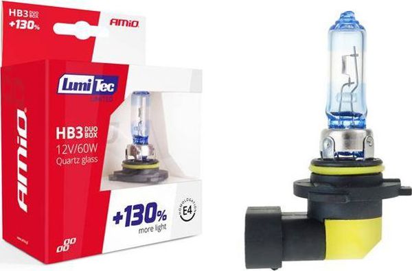 AMiO Σετ λαμπτήρων αλογόνου HB3 12V 60W LumiTec LIMITED +130% DUO BOX