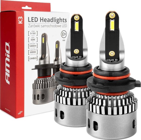 Λαμπτήρες αυτοκινήτου LED σειράς k3 hb4 9006 12v 6000k canbus AMIO-03688