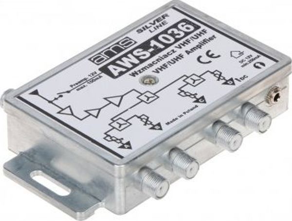Ενισχυτής Κεραίας AMS AWS-1036 4 Εξόδων 20/23dB για Τηλεοπτικό Σήμα