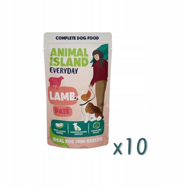 ANIMAL ISLAND Everyday αρνί, πατέ, φακελάκι σκύλου 10τμχ x 150g