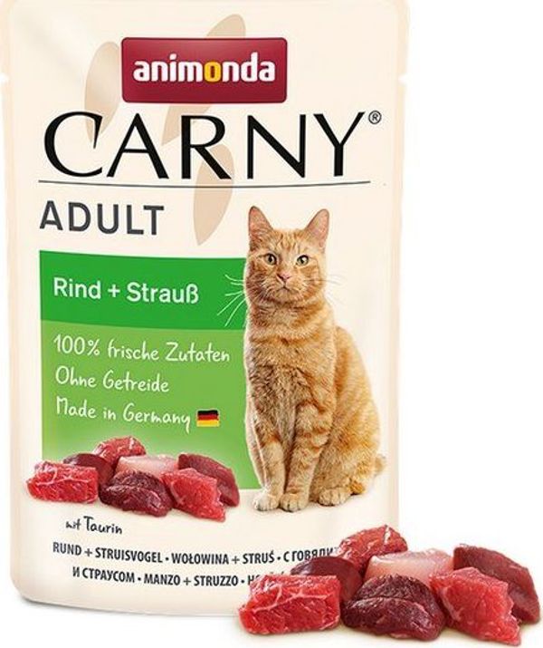Animonda Carny Adult Υγρή Τροφή Γάτας με Μοσχάρι & Στρουθοκάμηλο σε Φακελάκι 85g