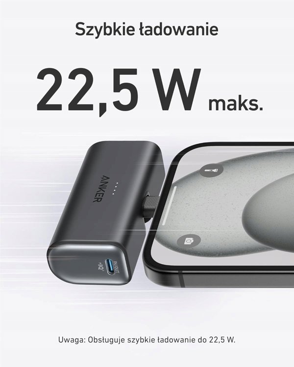 Anker Nano - Powerbank - 5000 mAh - 22.5 Watt - 3 A (24 pin USB-C) - Schwarzer Stein