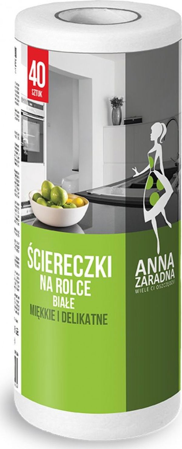 Anna Zaradna Πανιά Καθαρισμού σε Ρολό, 40 Τεμάχια, Λευκά, για Υγρή και Στεγνή Χρήση