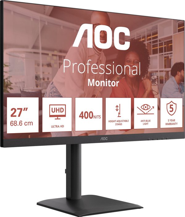 AOC E4 U27E4CV monitor komputerowy 68,6 cm (27") 3840 x 2160 px 4K Ultra HD LED Czarny