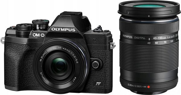 Φωτογραφική μηχανή Olympus OM-D E-M10 Mark IV Μαύρη + 14-42mm EZ Pancake + 40-150mm f/4-5.6 R (V207134BE000)