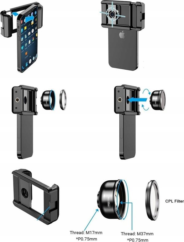 Φακός τηλεφώνου APEXEL APL-HB100CPL 100mm macro CPL (μαύρο)