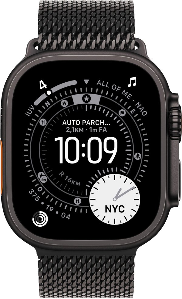 Apple Watch Ultra 3 GPS + Cellular 49mm Μαύρη Θήκη Τιτανίου με Μαύρο Τιτάνιο Milanese Loop - Μεσαίο