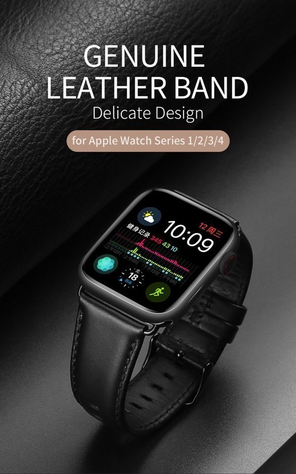 Apple Apple Watch Δερμάτινο λουράκι ρολογιού Dux Ducis για Apple Watch 38mm/40mm μαύρο
