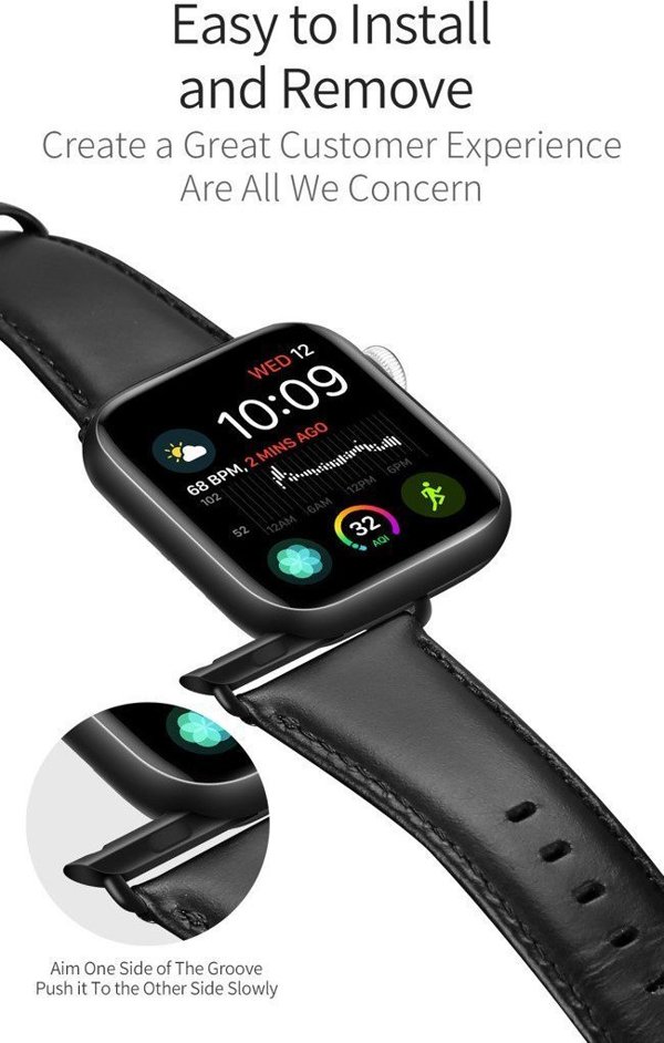Apple Apple Watch Δερμάτινο λουράκι ρολογιού Dux Ducis για Apple Watch 38mm/40mm μαύρο