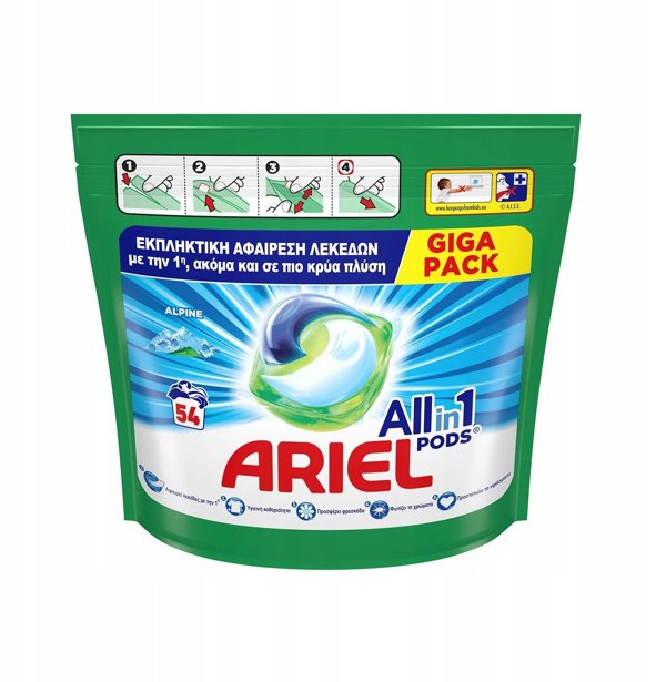 Ariel Ariel All in 1 Alpine Κάψουλες για λευκά υφάσματα, 54 τεμάχια