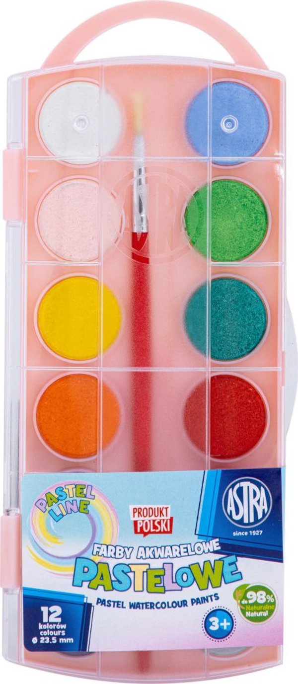 Ακουαρέλα Astra Pastel 23,5mm 12col + πινέλο ASTRA