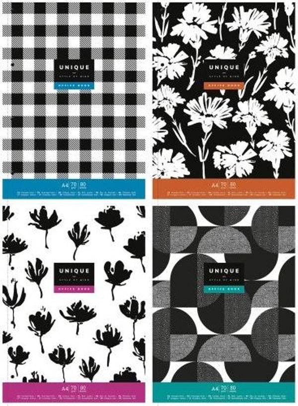Astra-papier Τετράδιο A4+ καρέ 80 φύλλα κρεμ χαρτί, "Unique style of mind" [συσκευασία=4τεμ] Astra-papier