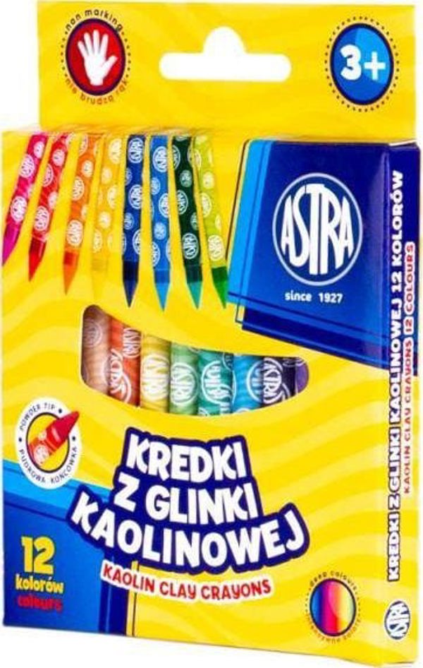 Astra TARGI Κηρομπογιές από Καολίνη, 12 Χρώματα, Εξαιρετική Κάλυψη, Δεν Λερώνουν