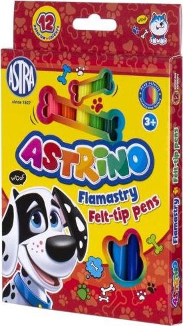 Μαρκαδόροι Astra Astrino 12 Χρωμάτων, Στρογγυλή Μύτη, Με Αεριζόμενο Καπάκι