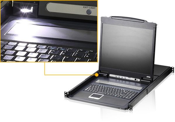 Διακόπτης KVM ATEN CL1308N με δυνατότητα τοποθέτησης σε ράφι, μαύρος