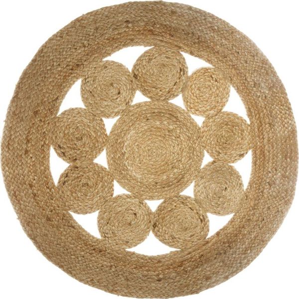 Atmosphera Στρογγυλό Χαλί Lace από Γιούτα, Φυσικό Χρώμα, 80 εκ.