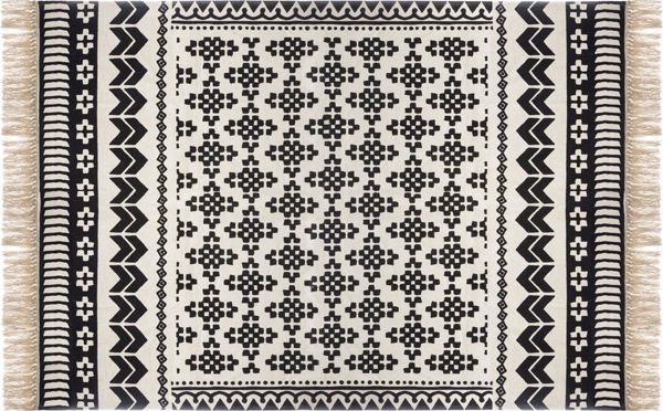 Atmosphera Χαλί Boho Delhi με Φούντες, Βαμβακερό, Εθνοτικό Μοτίβο, Φυσικά Χρώματα, 120x170 cm