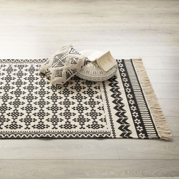 Atmosphera Χαλί Boho Delhi με Φούντες, Βαμβακερό, Εθνοτικό Μοτίβο, Φυσικά Χρώματα, 120x170 cm