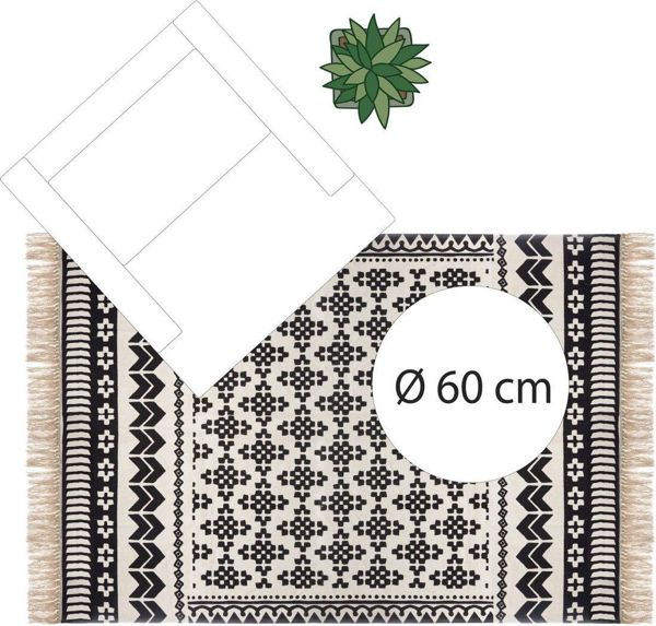 Atmosphera Χαλί Boho Delhi με Φούντες, Βαμβακερό, Εθνοτικό Μοτίβο, Φυσικά Χρώματα, 120x170 cm