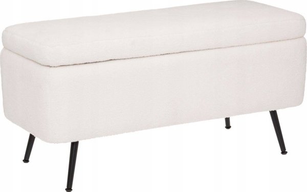 Atmosphera Pouffe με αποθηκευτικό χώρο, επενδεδυμένο με εφέ boucle, 100 x 40 x 48,5 cm