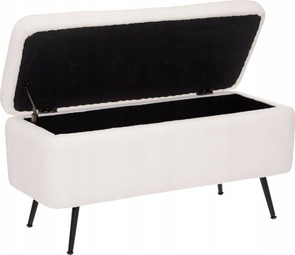 Atmosphera Pouffe με αποθηκευτικό χώρο, επενδεδυμένο με εφέ boucle, 100 x 40 x 48,5 cm
