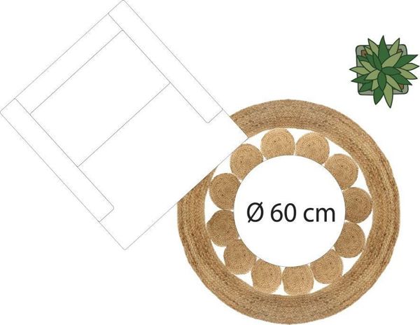 Atmosphera Στρογγυλό Χαλί Lace από Τζούτι, Φυσικό Χρώμα, Διάμετρος 120 εκ.
