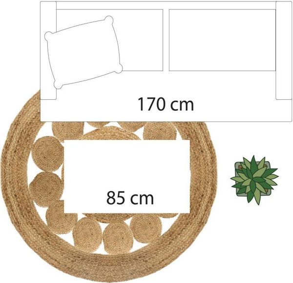 Atmosphera Στρογγυλό Χαλί Lace από Τζούτι, Φυσικό Χρώμα, Διάμετρος 120 εκ.