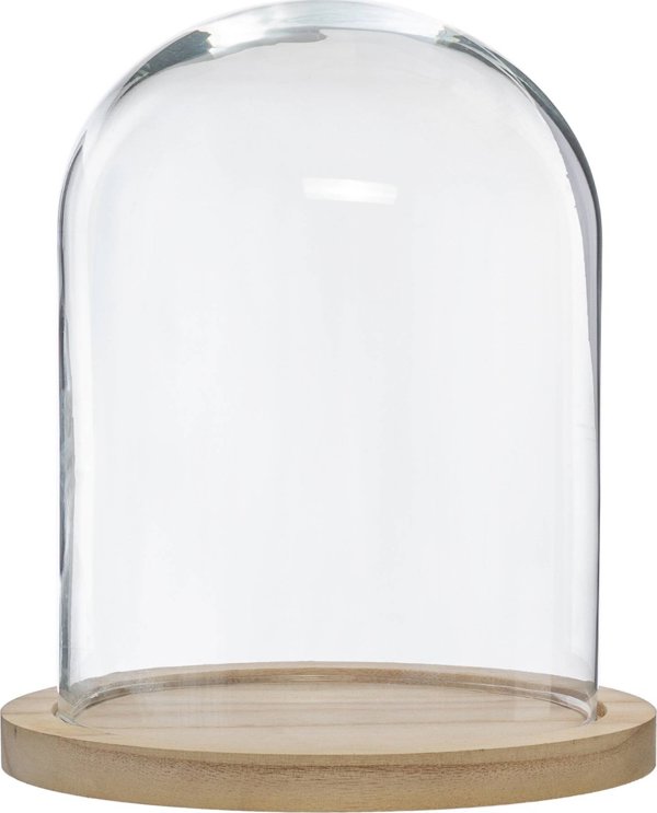 Γυάλινος θόλος, Ø 24 cm, σε ξύλινη βάση ATMOSPHERA