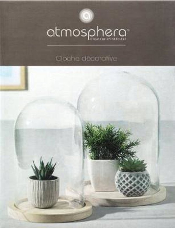 Γυάλινος θόλος, Ø 24 cm, σε ξύλινη βάση ATMOSPHERA