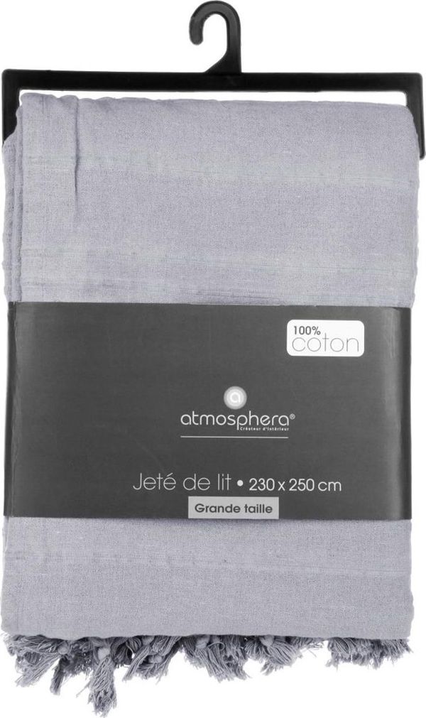Κουβερλί για κρεβάτι 230x250 με κρόσσια γκρι ATMOSPHERA