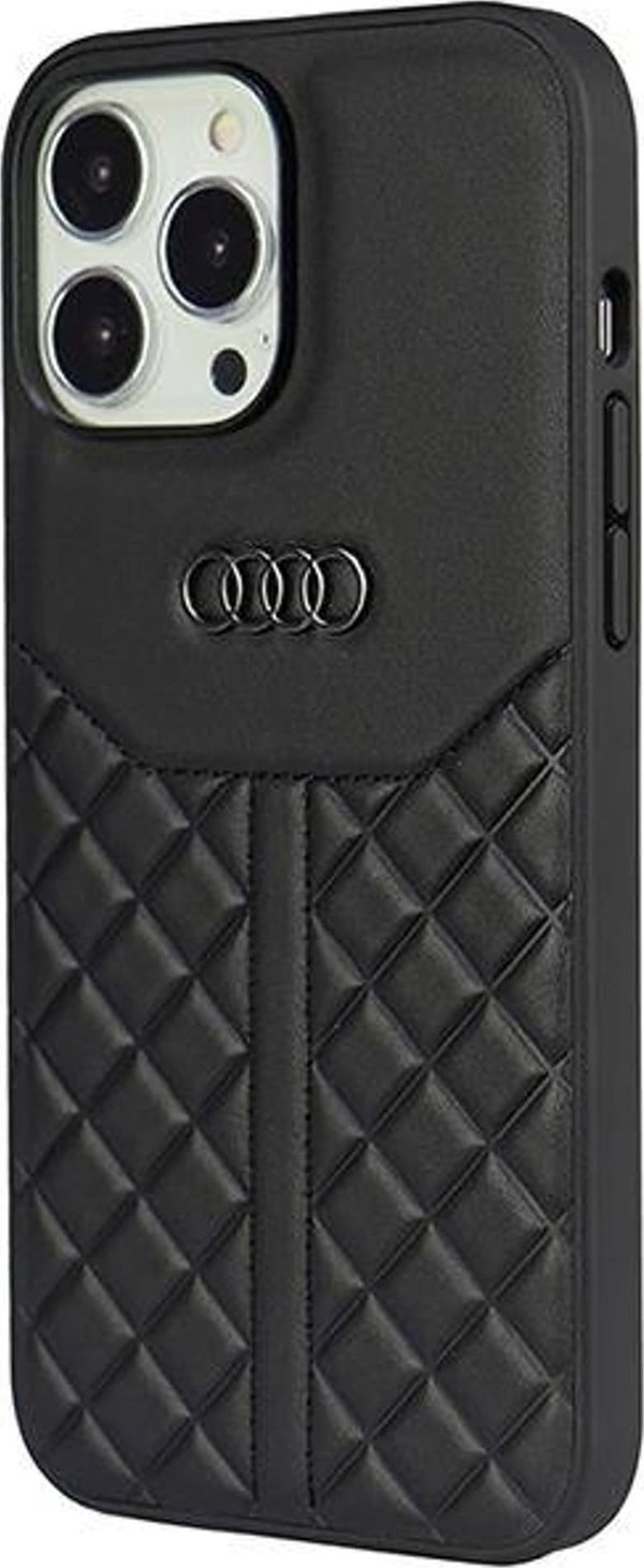 Audi Audi γνήσιο δέρμα iPhone 13 Pro Max 6,7" μαύρη/μαύρη σκληρή θήκη AU-TPUPCIP13PM-Q8/D1-BK