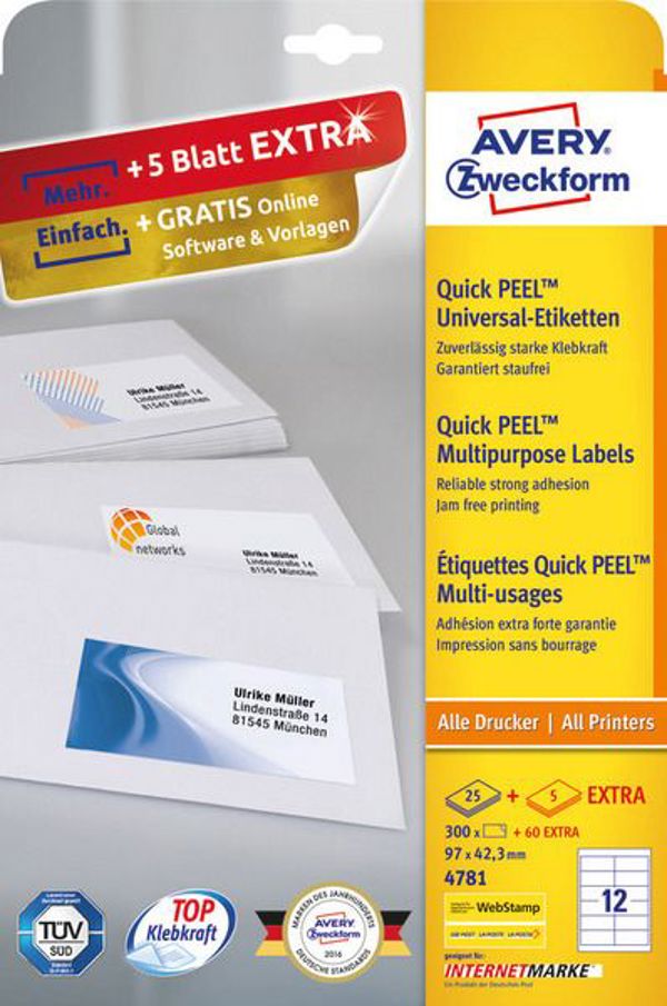 Ετικέτες Quick Peel Avery Zweckform 97x42.3 (4781)