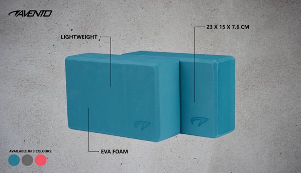 Avento Μπλοκ Γιόγκα Yoga Block για Ισορροπία και Ευελιξία, Μπλε, 23x15x7.5cm