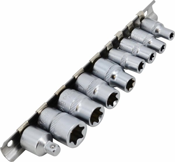 AWTools Σετ Καρυδάκια Torx 9 Τεμαχίων, Υποδοχές 1/4" & 3/8" E5-E16 από Ατσάλι CrV