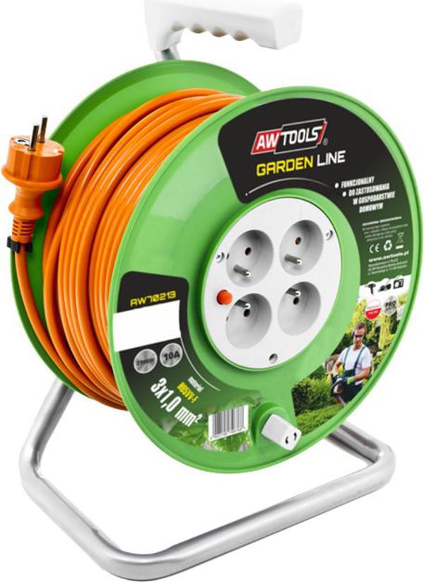 AWTools Καρούλι επέκτασης Garden Line 4 υποδοχές 3 x 1mm 10A 15m (AW70211)