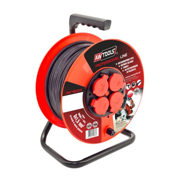 AWTools Επαγγελματικό καρούλι επέκτασης 30m 3x2,5mm 16A (3680W)