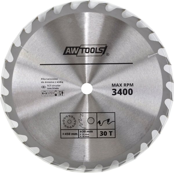 AWTools Δισκοπρίονο με Δόντια Καρβιδίου 250x30mm 60z AW484771 - Δίσκος Κοπής Υψηλής Αντοχής από Ανθρακούχο Χάλυβα