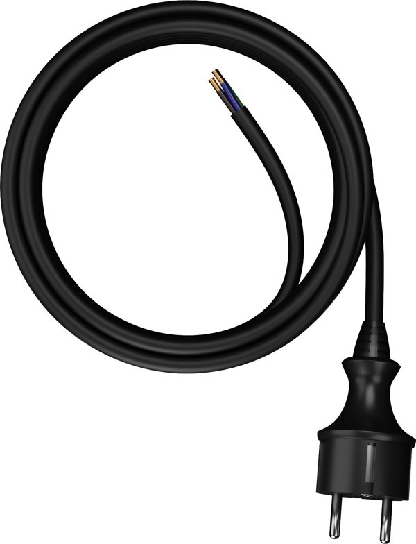 AWTools Καλώδιο Τροφοδοσίας 3m 3x1.0mm H05VV-F, Μαύρο - Μη Αποσπώμενο για Οικιακή Χρήση